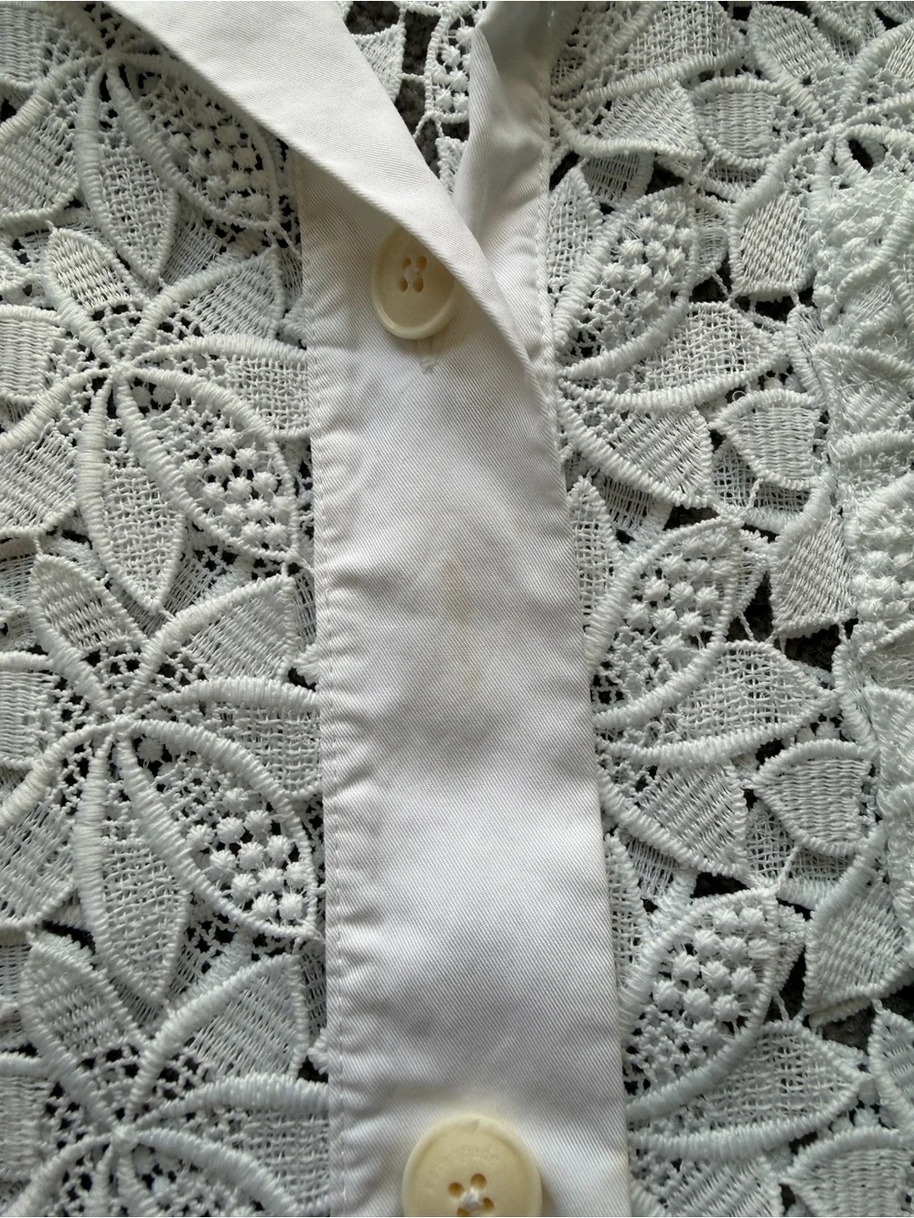 Kate Spade White Floral Lace Oversized Button Front Shirt